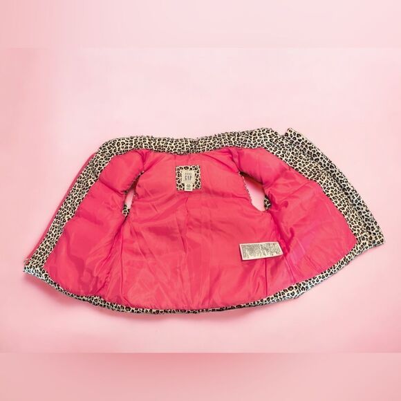 BabyGAP | Baby Toddler Girls 6-12 Month Puffer Vest Leopard Print Hot Pink Tan - Picture 9 of 10